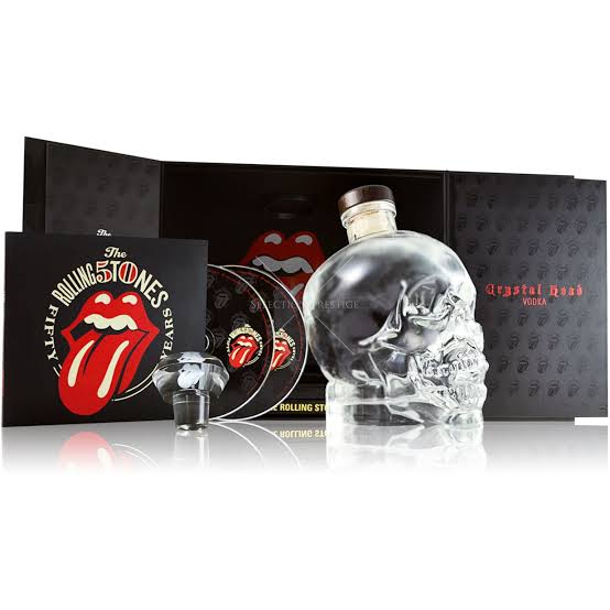 EMPTY BOTTLE OF ROLLING STONES 50TH ANNIVERSARY CRYSTAL HEAD
